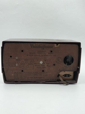 Vintage 1950s Westinghouse H-355T5 Tube Radio Telechron Alarm Clock Maroon. Read