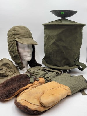 Vietnam/ Korean War Winter Field Gear, Winter Gloves, Portable Shower, Fur Hats