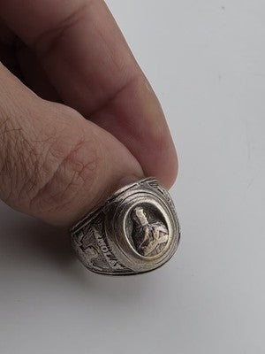 1940's Sterling Silver DeMolay Masonic Chevalier Ring Knights Templar Fraternal