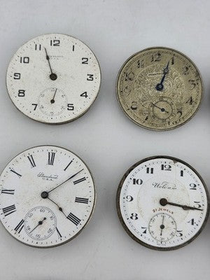 Lot Of 12 Antique Pocket Watch Movement Dial For Parts Repair Watchmaker Estate