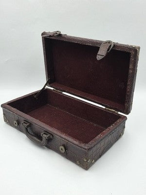 Antique 1930's Faux Alligator Doctors Suitcase Salesman Sample Case. Red Velvet.