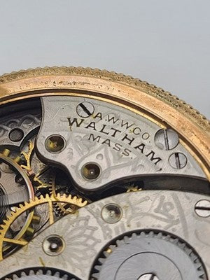Rare Antique Waltham 12s Pocket Watch 7J Gold Filled 25yr Case C1910 Running