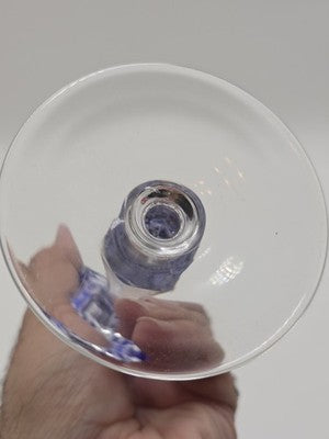 Vintage Ajka Rene Cobalt Blue Cut to Clear Crystal Champagne Flutes Rare Pattern