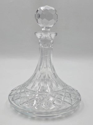 Atlantis Crystal Ship Decanter Criss Cross Cut Pattern Watermark Faceted Stopper