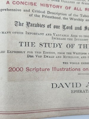 Antique 19th C Victorian Holy Bible 2000 Illustrations Embossed Leather Bible