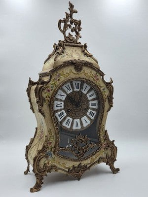 Rare 22" Vintage Rococo Boulle Mantel Clock Franz Hermle German Movement Works