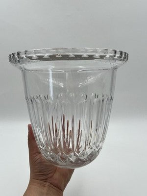 Design Guild Crystal Champagne Chiller Vertical Cut with Stand Brass Barware