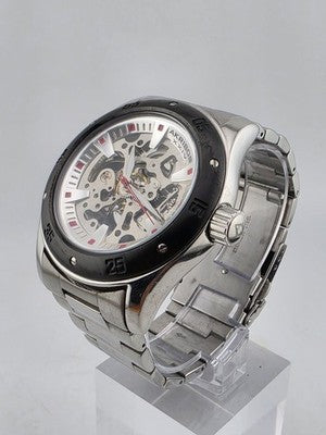 Akribos XXIV Men AK477BK Skeleton Stainless Steel Automatic 44mm Watch. Works