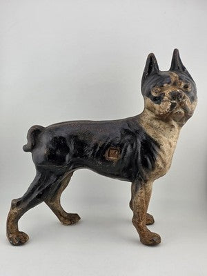 Rare Antique Hubley C 1915 Cast Iron Boston Terrier Door Stop Original Paint