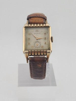Vintage Classic Mens Deco 1950's 17j BENRUS 10K Gold Filled Dress Watch. Works