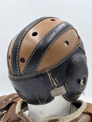 Rare Antique 1940's Goldsmith 60F Football Helmet &University 12C Shoulder Pads.