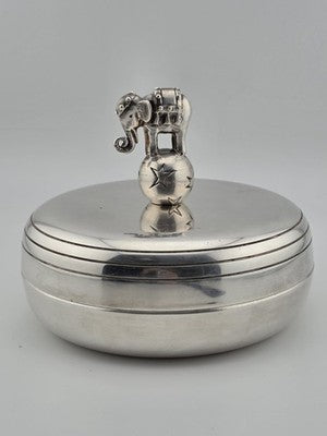 Rare OOAK Jean Boggio Figural Elephant Silver Lidded Trinket Box Surealist Decor