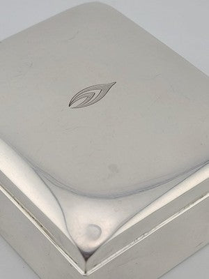 Vintage Sterling Silver by Poole 14 Cigarette Trinket Box w/Wood Inlaid. VG.