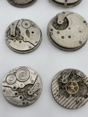 Lot Of 12 Antique Pocket Watch Movement Dial For Parts Repair Watchmaker Estate