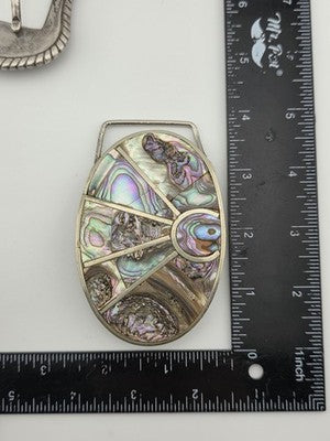 Vintage Western Belt Buckle Lot Abalone Mexico Stone Floral Cowboy 4 Pc Lot.