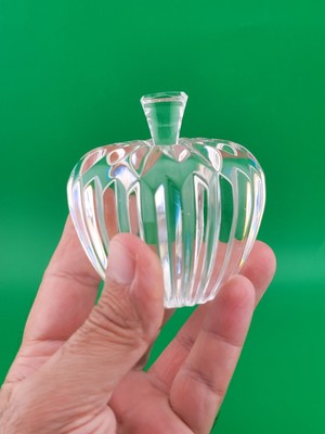 Vintage WATERFORD Signed Crystal APPLE with Stem Ribbed Faceted Paperweight