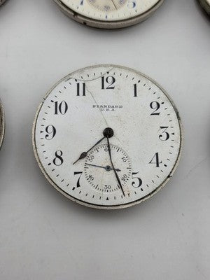 Lot Of 12 Antique Pocket Watch Movement Dial For Parts Repair Watchmaker Estate