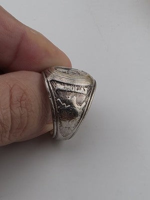 1940's Sterling Silver DeMolay Masonic Chevalier Ring Knights Templar Fraternal