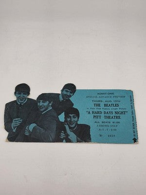 Rare 1964 Beatles A Hard Days Night Movie Premiere Ticket Pitt Theatre Stub