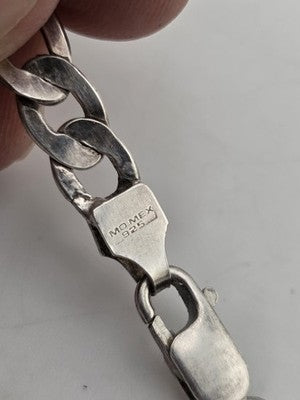 Vintage MO MEX 925 Sterling Silver Figaro Link Chain Necklace 24.5g Italy