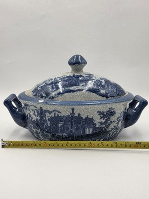 Imported Victoria Ware Ironstone Blue & White Soup Tureen Lidded Vegetable Dish