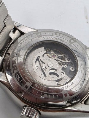Akribos XXIV Men AK477BK Skeleton Stainless Steel Automatic 44mm Watch. Works