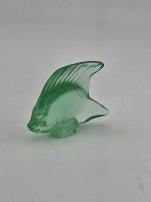 Vintage Lalique France Mint Green Crystal Fish Sculpture 2" Signed Mint Cond.