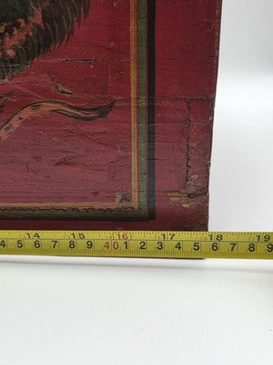Rare XL Antique 19th C Distressed Tibetan Style Foo Dog Lion Storage Chest Box.