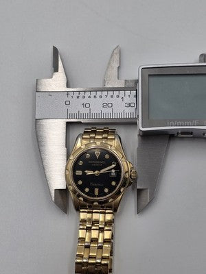 Vintage Raymond Weil Flamenco 5370 Swiss Quartz Black Dial Gold Tone Watch Works