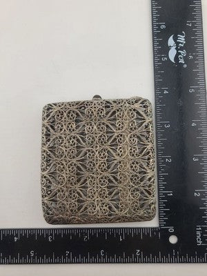 Antique 1920's Handmade European 800 Silver Filigree Cigarette Case Art Deco.