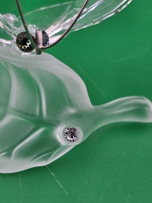 SWAROVSKI Austria Crystal Butterfly on Frosted Leaf Figurine