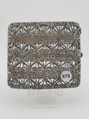 Antique 1920's Handmade European 800 Silver Filigree Cigarette Case Art Deco.