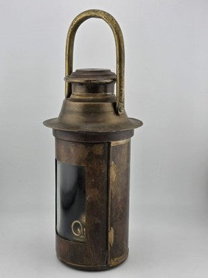 Antique Brass Oil Lantern Early 1900s Maritime Ship Hand Lamp w/ Wick