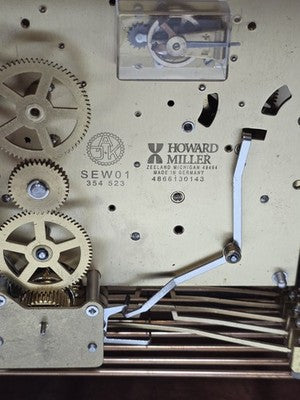 Beautiful Vintage Howard Miller Barwick 8 Day Triple Chime Clock Working Cond.