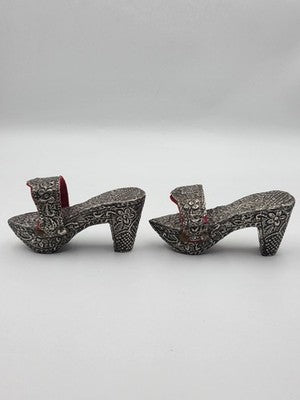 RARE ANTIQUE STERLING SILVER TURKISH CHILD'S NALIN BATH SHOES OTTOMAN EMPIRE