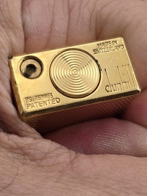 Rare Vintage Dunhill Rollagas Gold Tone Textured Switzerland W Box. Very Clean.