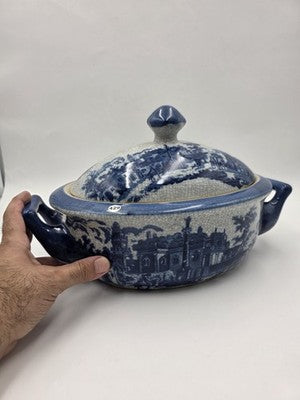 Imported Victoria Ware Ironstone Blue & White Soup Tureen Lidded Vegetable Dish