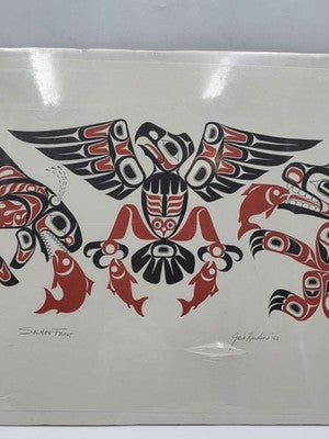 Rare Hand Signed Jack Hudson 1990 Salmon Feast Alaska Native Formline Art Print
