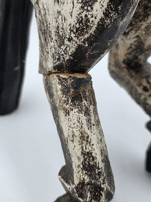 Vintage Mexico Folk Art Rearing Horse Hand Carved  & Painted Wood Sculpture Read