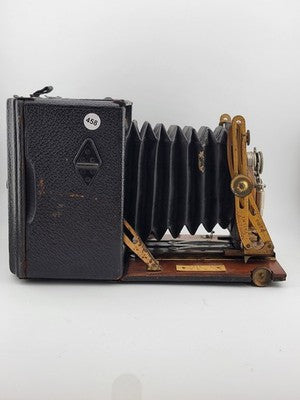 Antique F.H. Sanderson Wooden Hand Camera. Bausch & Lomb Black Bellows. Untested