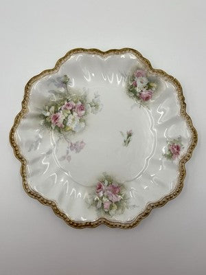 Antique A Lantenier Limoges France Hand Painted Porcelain Plate Scalloped Edge