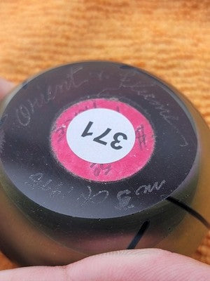 Rare Orient & Flume Iridescent Art Glass Paperweight Flowers Signed May Of 1975