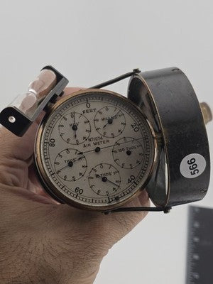 Antique No.1974 Brass Air Meter Anemometer w/ Sand Timer, Circa 1900 Mining Tool