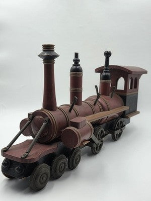 Rare Heavy Vintage Handmade Wooden & Cast Iron Steam Train 24" X 14" X 6"