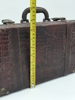 Antique 1930's Faux Alligator Doctors Suitcase Salesman Sample Case. Red Velvet.