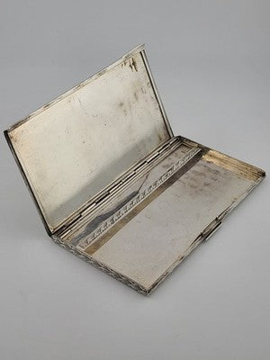 Amazing Antique European 800 Silver Cigarette Case Deep Hand Engraving 203 g.