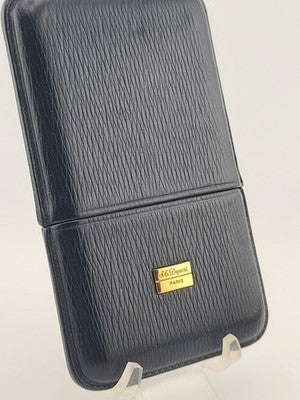 Rare Vintage S.T. Dupont Paris Black Leather Cigarette Case Made in Spain