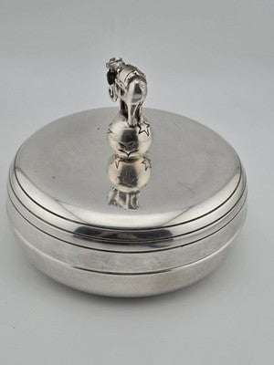 Rare OOAK Jean Boggio Figural Elephant Silver Lidded Trinket Box Surealist Decor