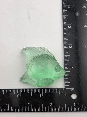 Vintage Lalique France Mint Green Crystal Fish Sculpture 2" Signed Mint Cond.