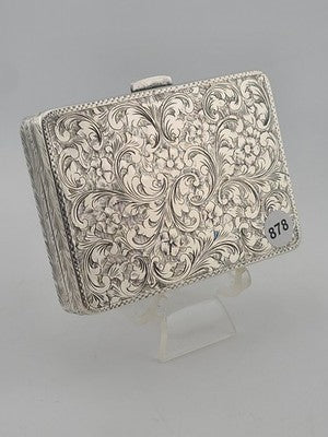Amazing Antique Italian 800 Silver Cigarette Case Deep Hand Engraving 102 g.